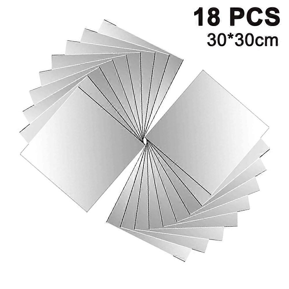 9pcs Square Mirror Wall Stickers - 0.2MM, Size: 25*25CM