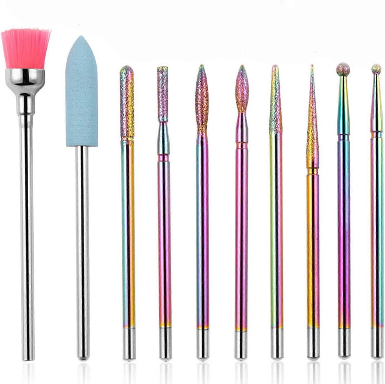 10 Pcs Nail Drill Bits, Professional Nail Drill Bits Set, Tungsten Steel Electric Manicure Nail Drill Bits for Removing Polish/Gel Push Back Cuticles