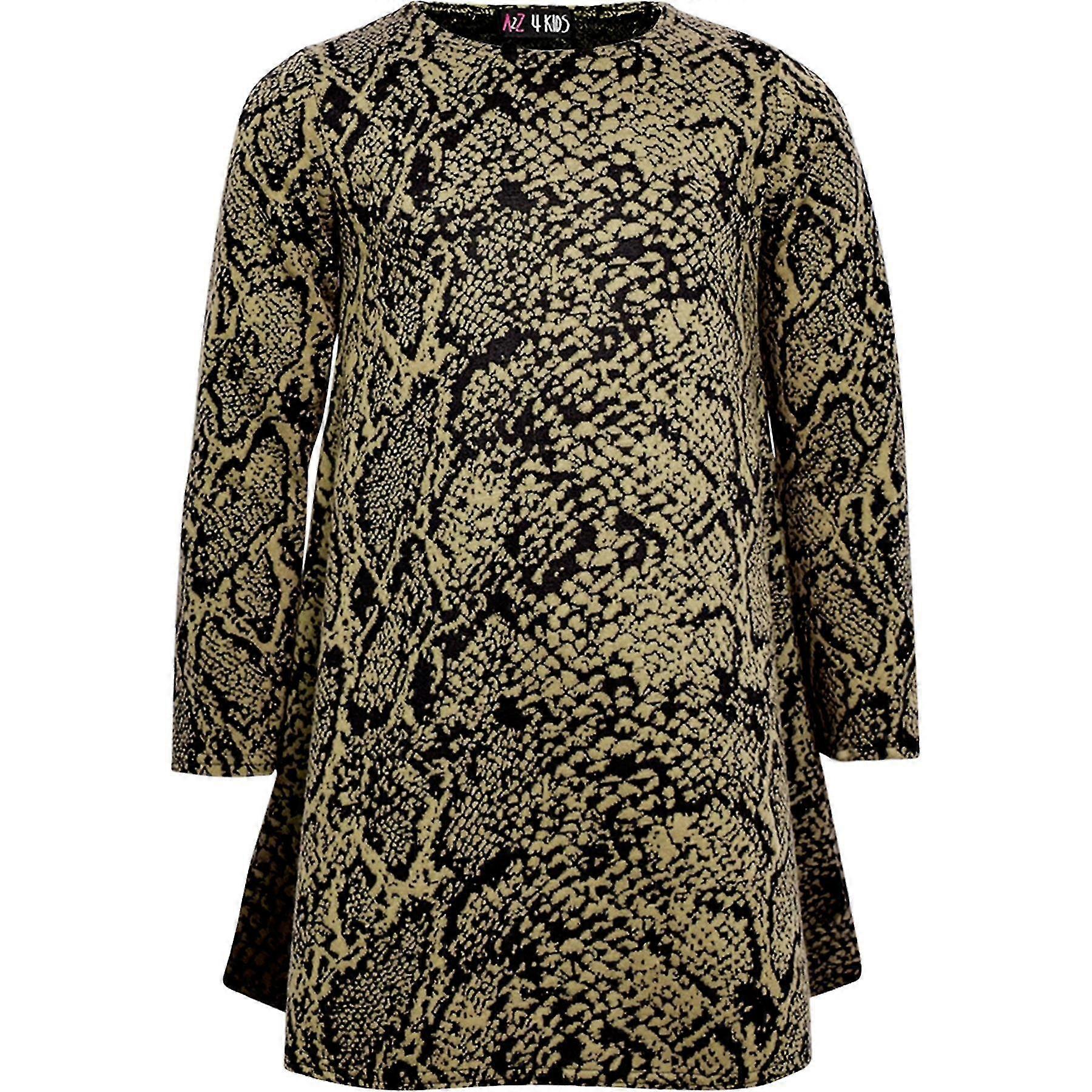 Kids Girls Swing Dress Long Sleeve Snake Flared Party Wear Summer Dresses 5-13-Good