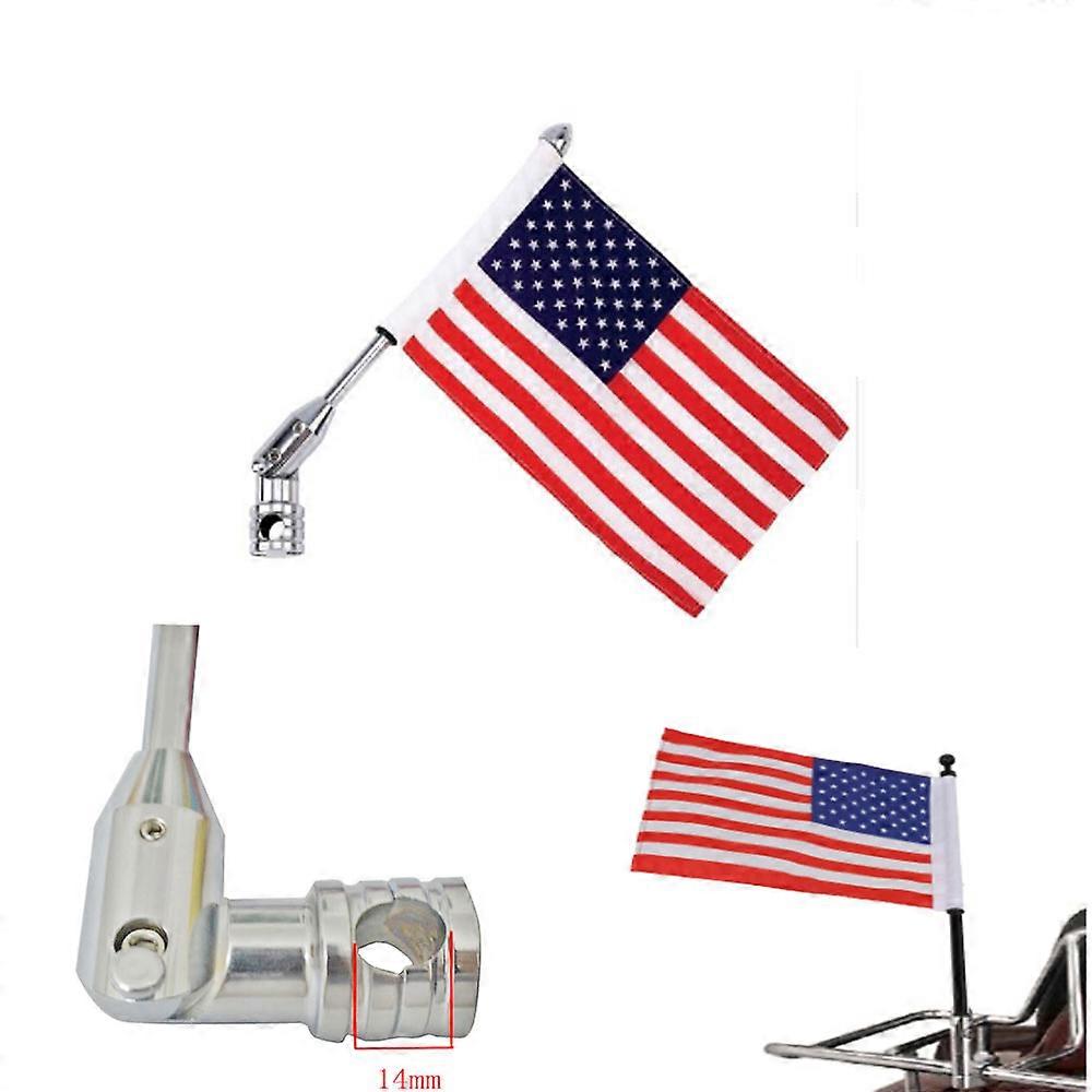 Motorcycle Universal Chrome Adjustable Pole Mount Flag For Harley Dyna Glide Road King