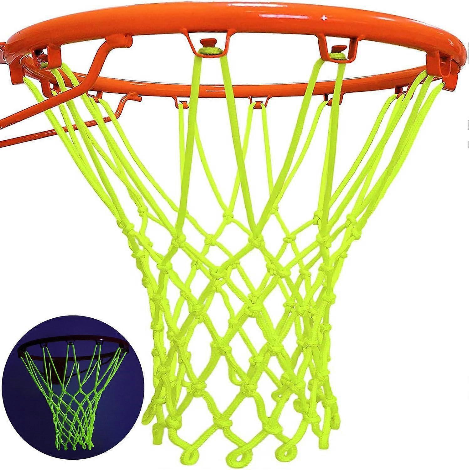 Fluorescent basketball net, self luminescent basketball net, phosphorescent outdoor basketball net, sturdy basketball goal net, nylon basketball net, 