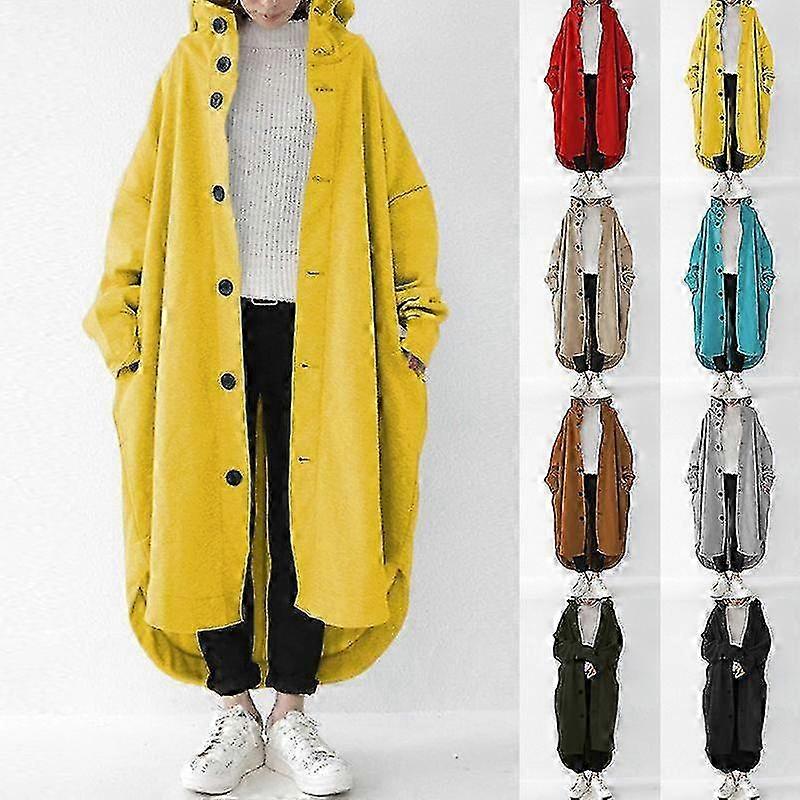 Plus Size Womens Long Jacket Trench Coat Baggy Overcoat Button Open Warm Outwear