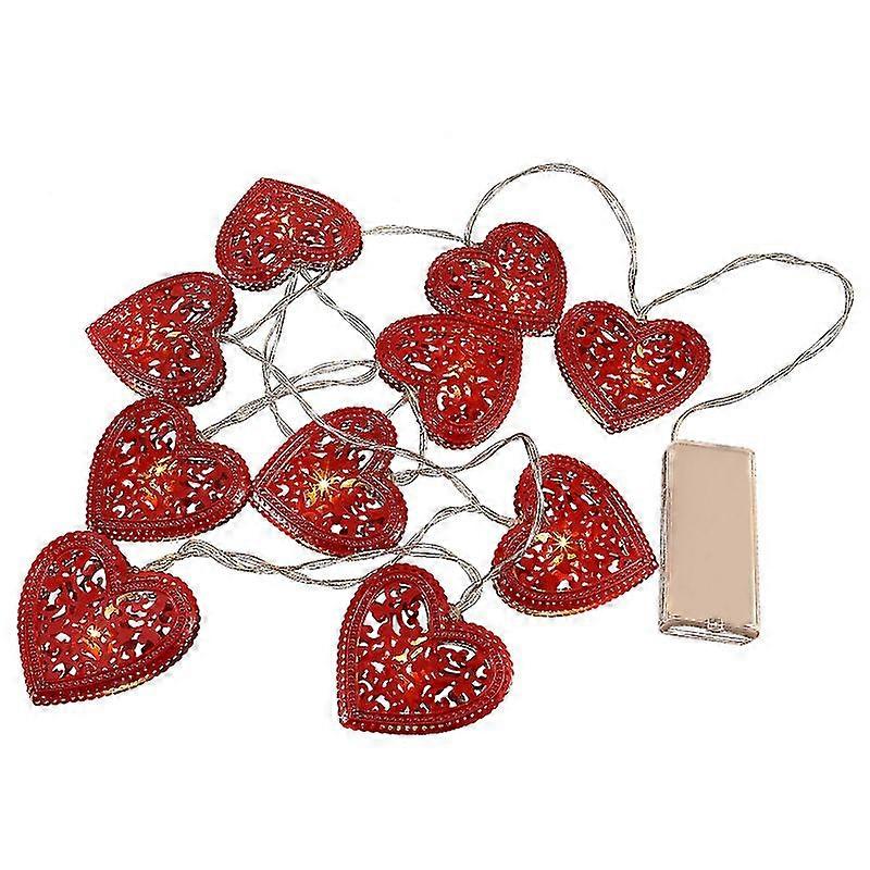 1 set heart shape ornament light beautiful lamp string without battery (red)