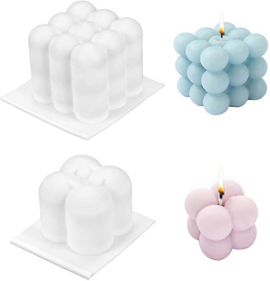 شمعة العفن ، 2 قطعة DIY الشموع 3D مكعب سيليكون الكرة العفن لصنع الشموع والصابون والكعك