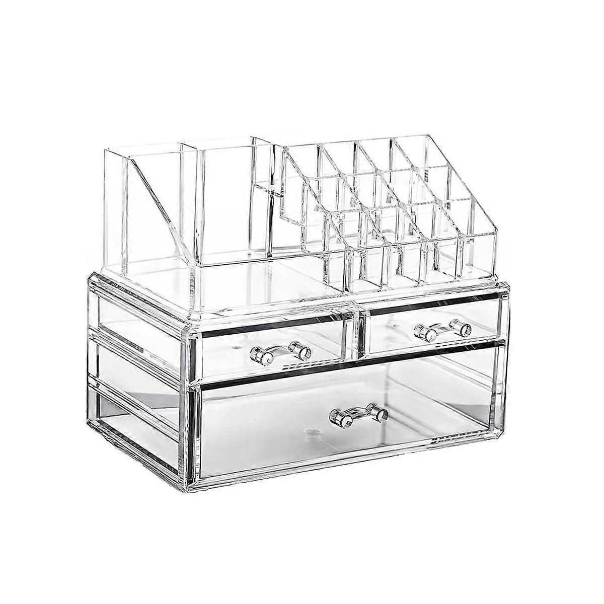 Clear Makeup Organizer with 3 Drawers and Removable of Top Lipstick Holders Enhance Your Vanity, Ba