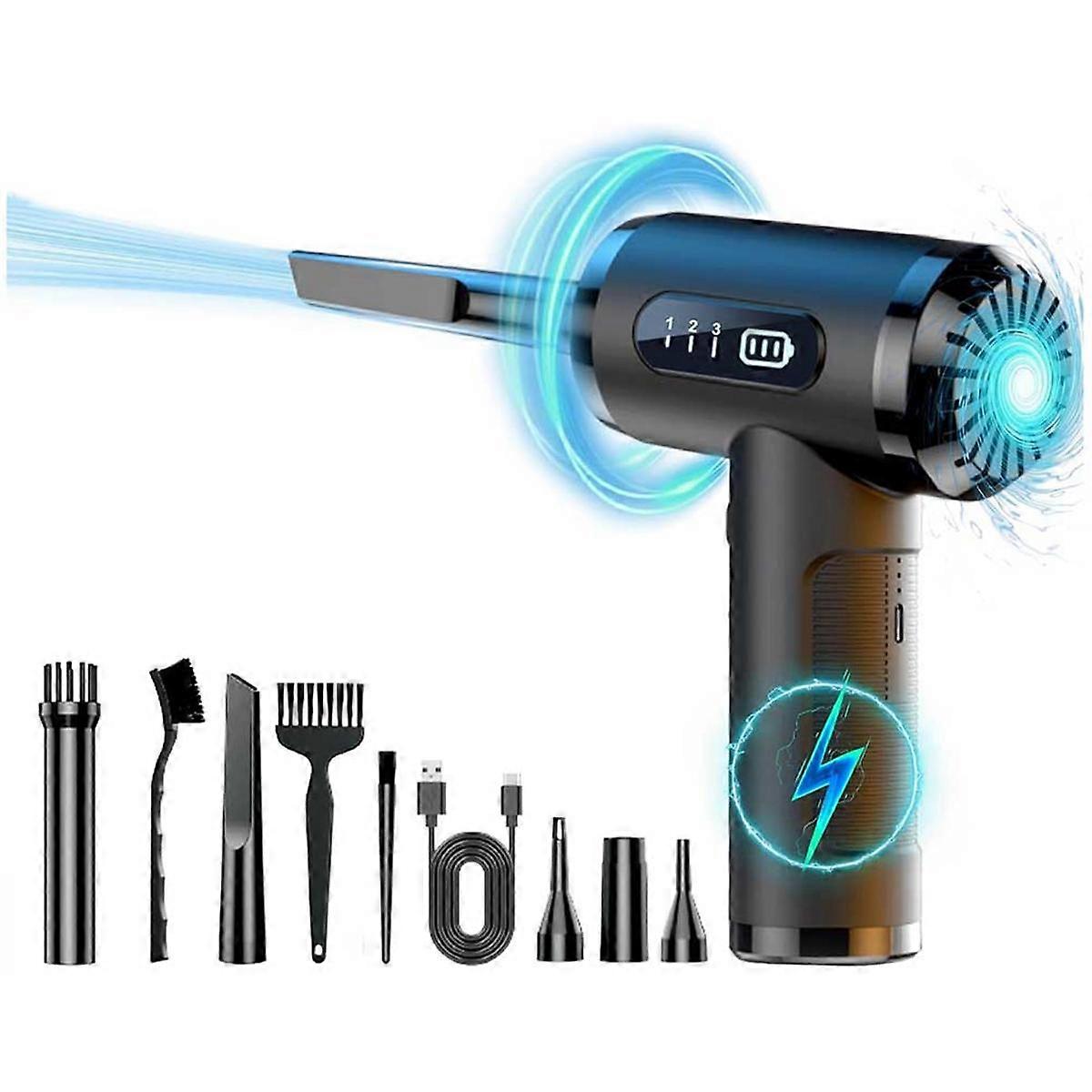 Compressed Air Blower with HD Display, Rechargeable and Portable Cleaning Kit For Computer, Laptop