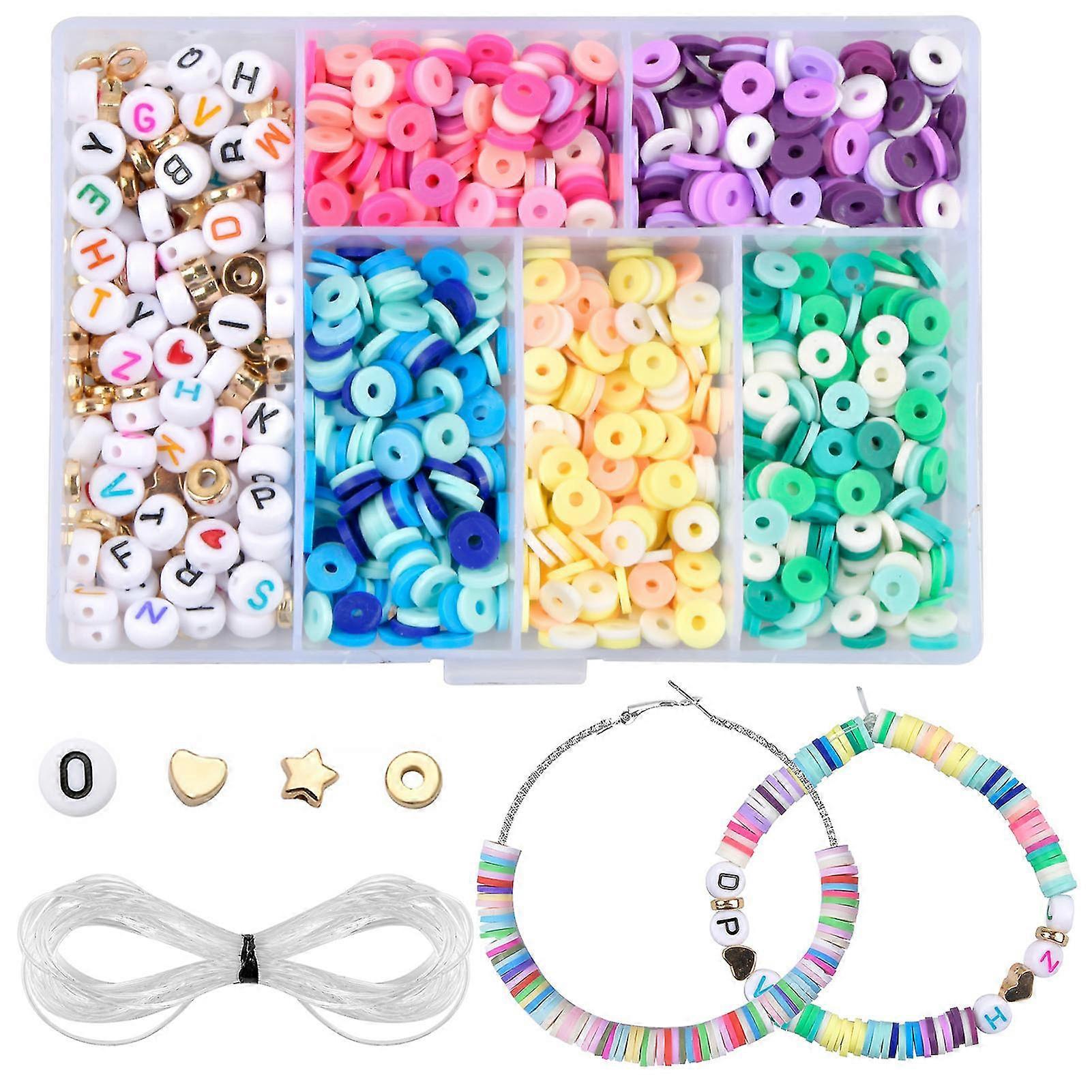 Polymer Clay DIY Craft Beads Colorful Beads with Storage Container for Bracelets Jewellery Making