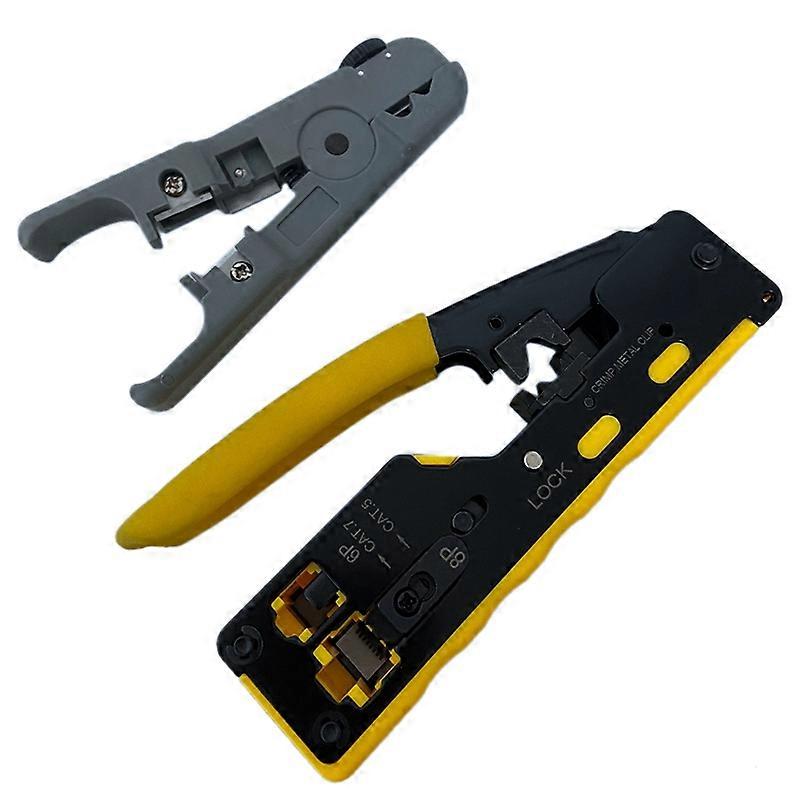 CAT5 CAT6 Pass Through Crimper Crimping Tool for Standard RJ45 RJ12 Connectors CAT6A Shielded Modul
