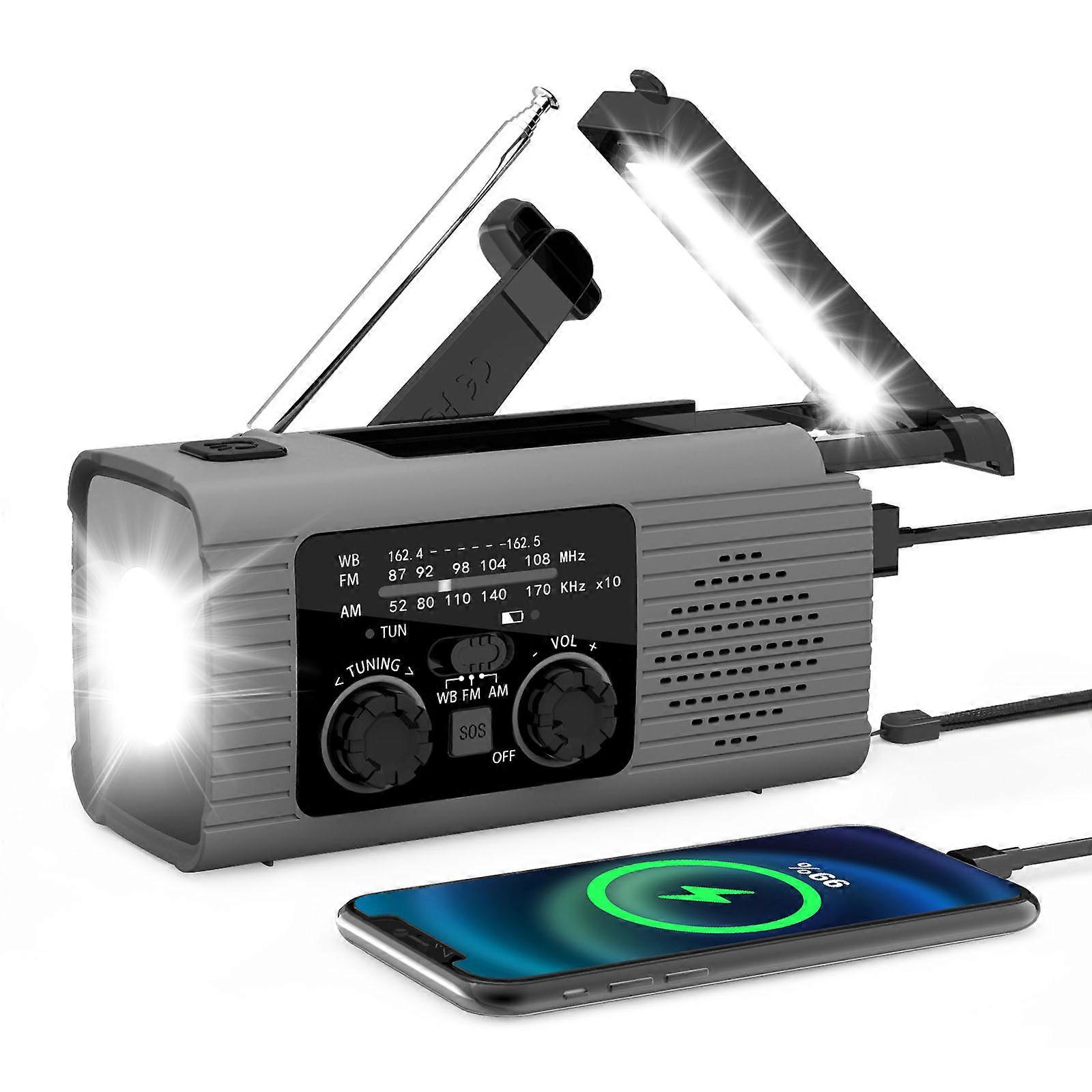 4000mAh Hand Crank Emergency Solar Radio NOAA AM FM Portable Weather Radio Dynamo Radio Polymer Battery Torch LED Flashlight Alarm For Camping 24024