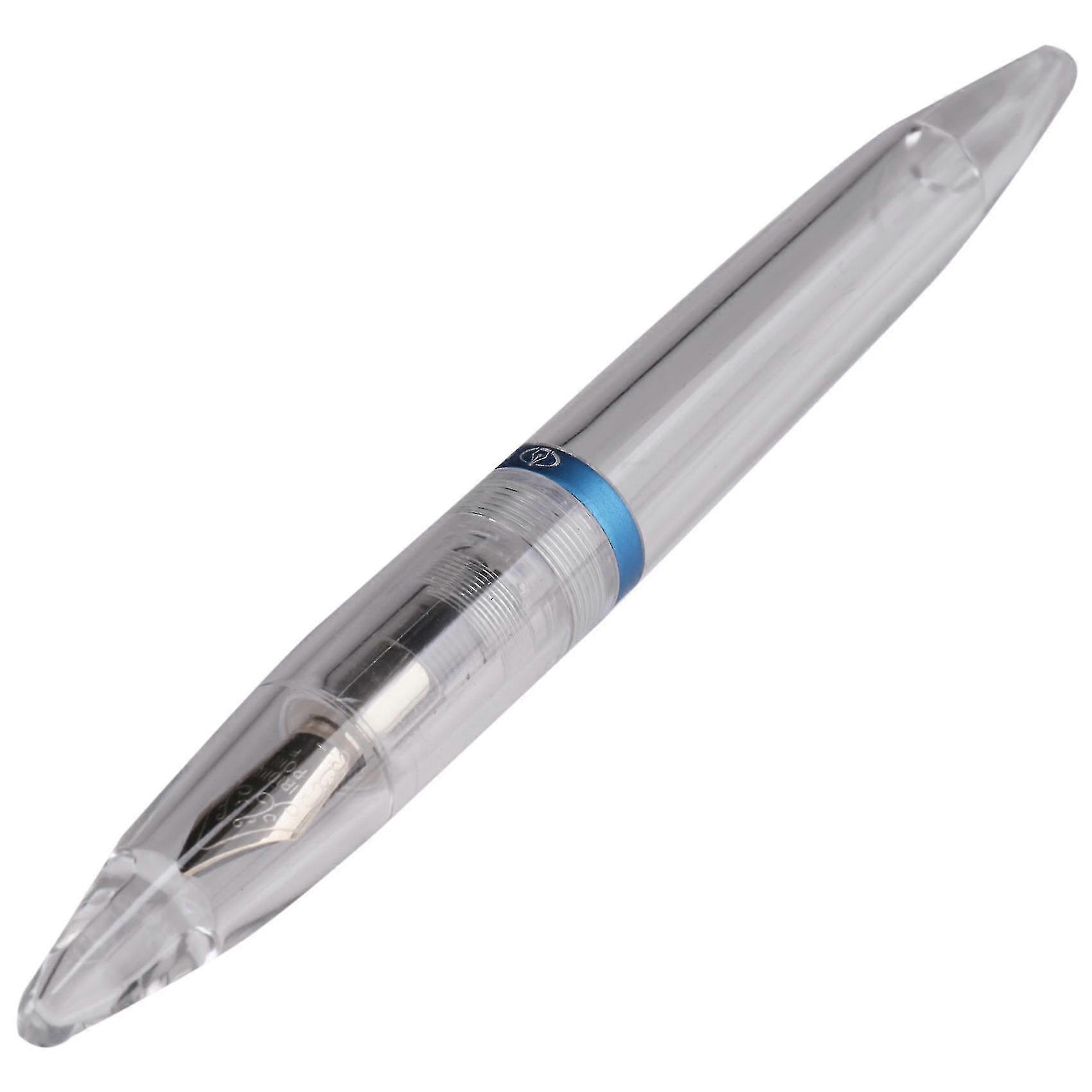 0.5mm Nib Fountain Pen With Straw Clear Pen Blue