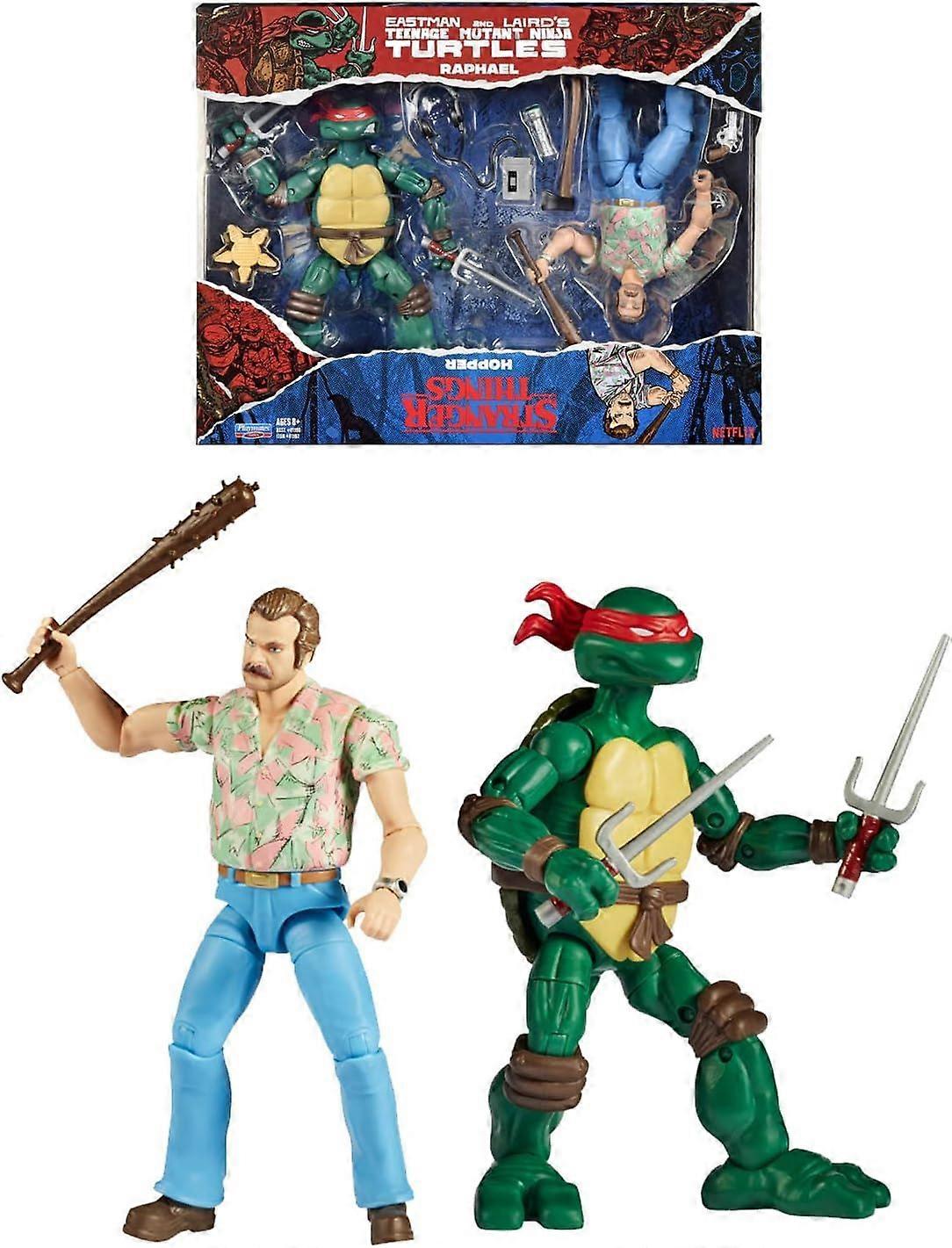 Bandai 2 Pack Action Figure VS - TMNT vs Stranger Things (Raphael & Hopper)