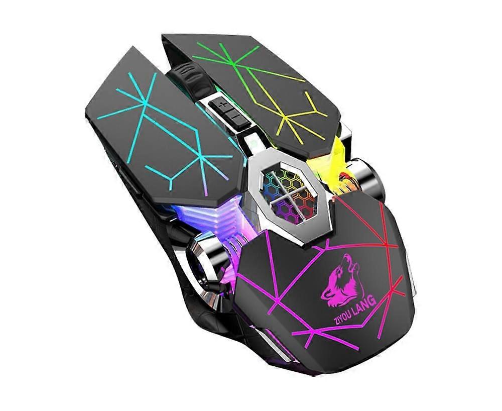 X13 Wireless Mute Rechargeable Backlight Mechanical Game Mouse for Laptops - Star Black