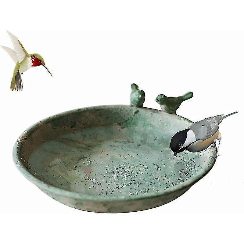 Wild Bird Bath Bird Feeding Bowl Round Bird Basin In Green 17*3cm