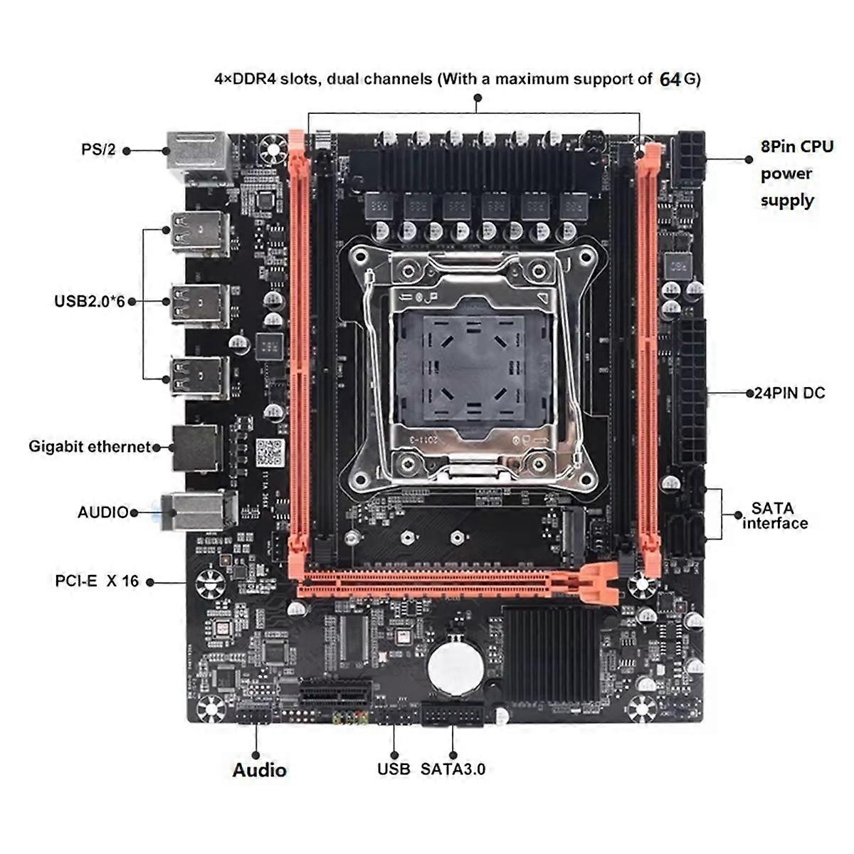 X99E bundkort + E5 2676 V3 CPU + termisk fedt PCIEX16 NVMe Gigabit LAN-kort understøttelse 4XDDR4 RECC RA