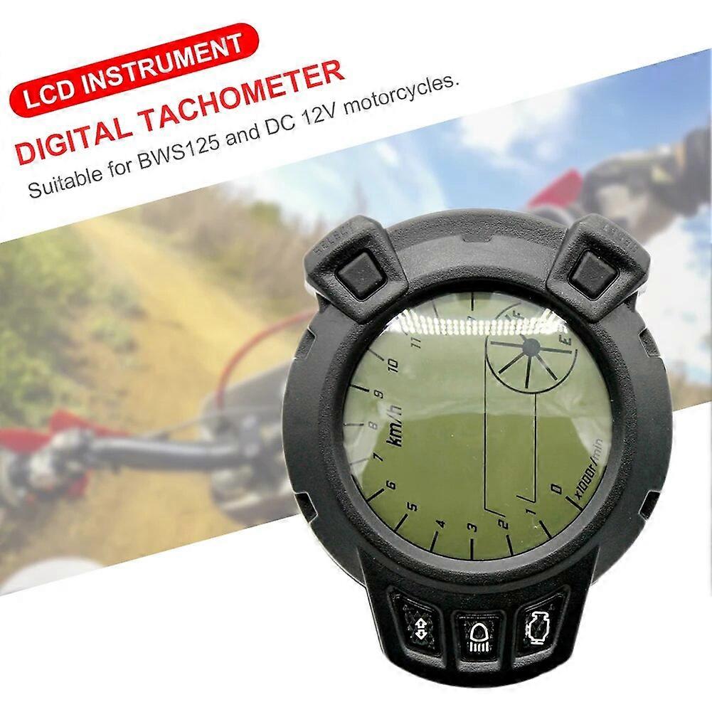 LCD Digital Odometer Waterproof Smart RPM Gauge DC 12V Electronic Odometer with Clock Intelligent Speedometer for Yamaha BWS 125