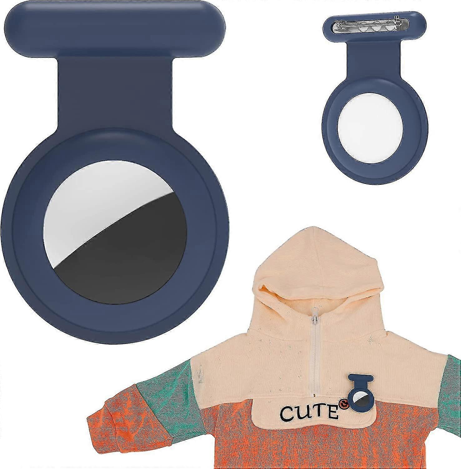 Fall für Airtag Halter versteckte Pin, versteckte Silikon GPS Tracker mit unsichtbarem Pin für Kleidung von Kindern Blau