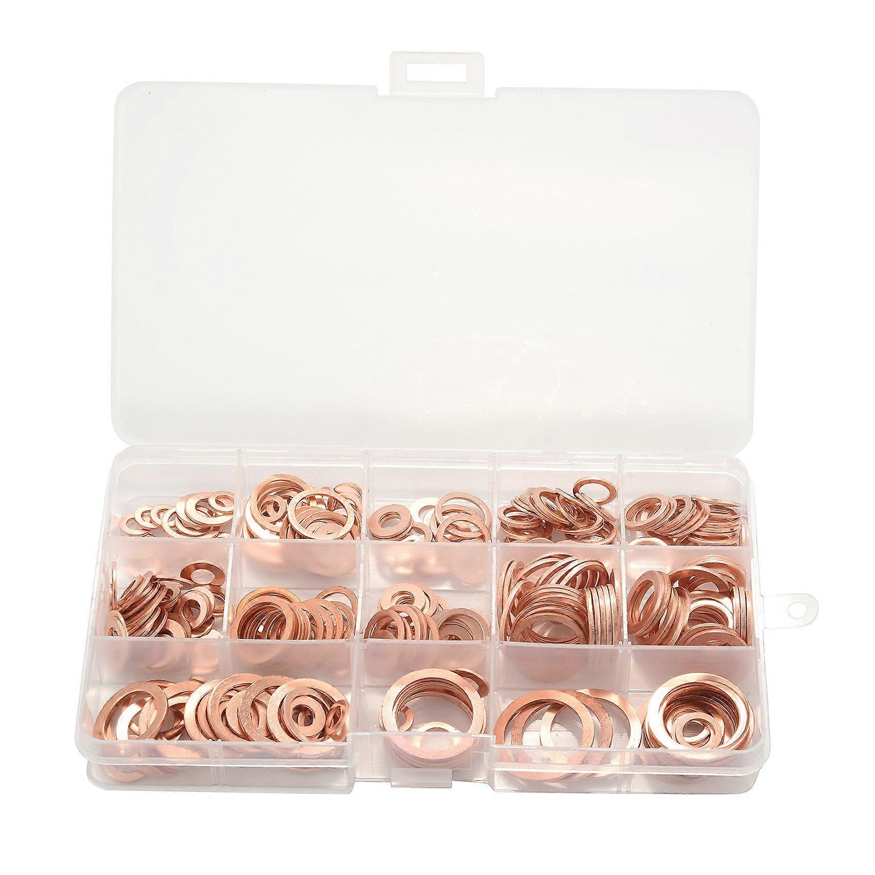 280pcs Professional Assorted Copper Washer Gasket Set Flat Ring Seal Assortment Kit M5-M20 with Box
