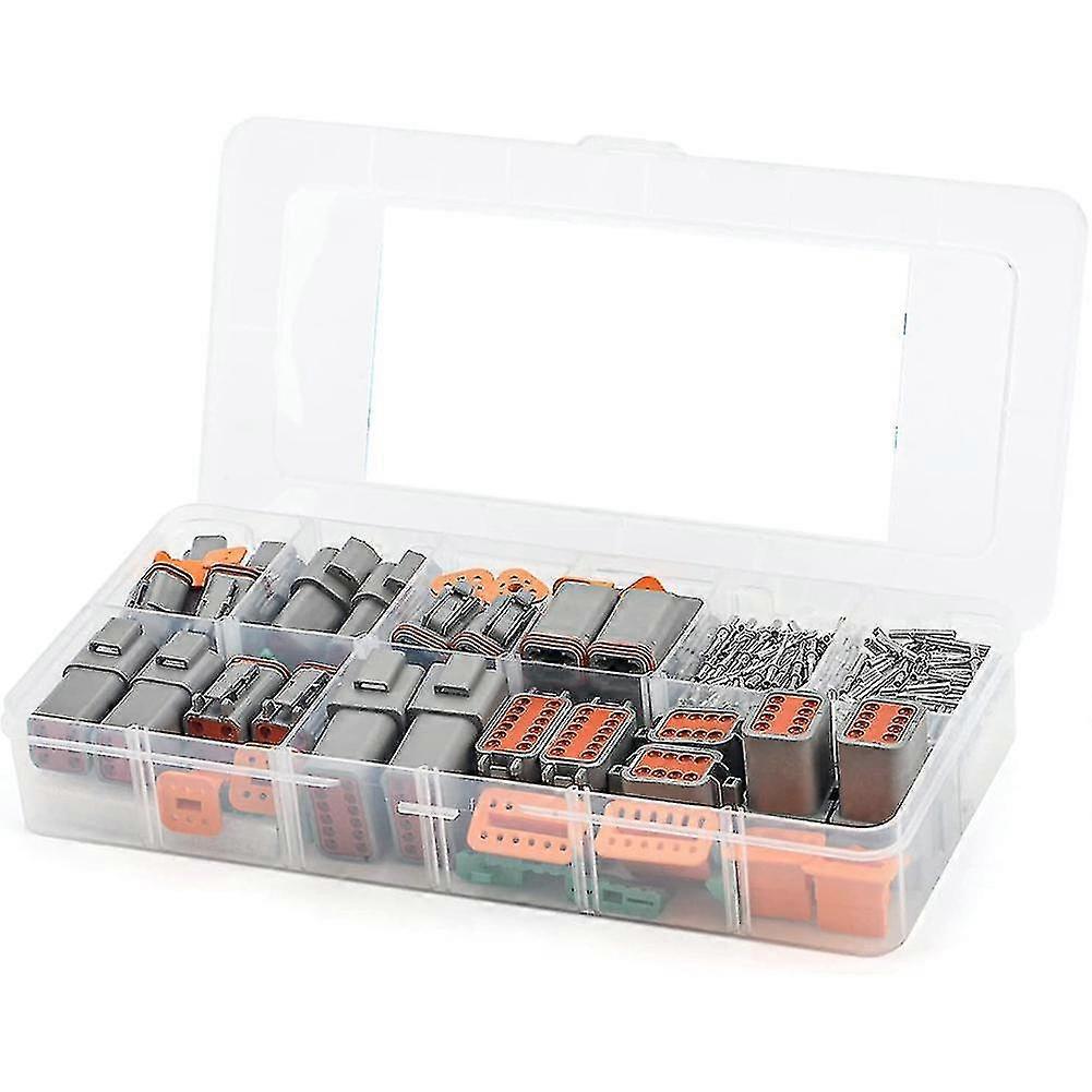 188pcs Deutsch dt グレーコネクタキット、2,3,4,6,8 および 12 ピン構成の 16 個のソリッド接点付き、自動車用コネクタ