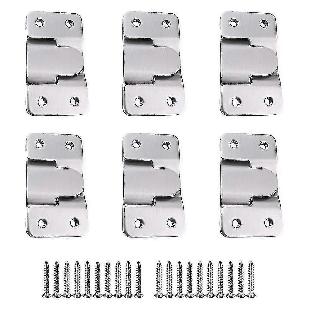 6 Pairs [12 Pack] Concealed Mounting Bracket Embedded Interlocking Hanging Loop Stainless Steel Wall Hardware To Hang The Photo Mirror Frame Backsplar