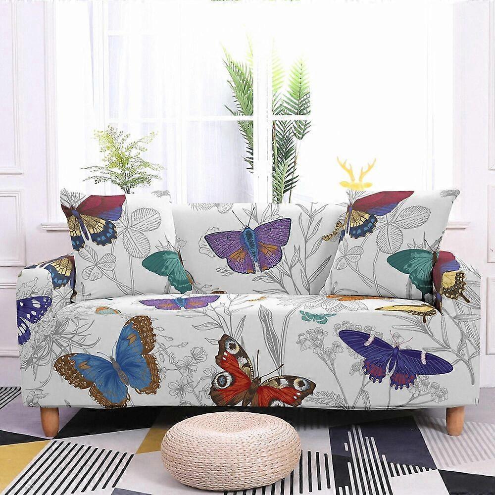 1/2/3/4 Seater Butterfly Print Sofa Cover Stretch All-Inclusive Sofa Protector