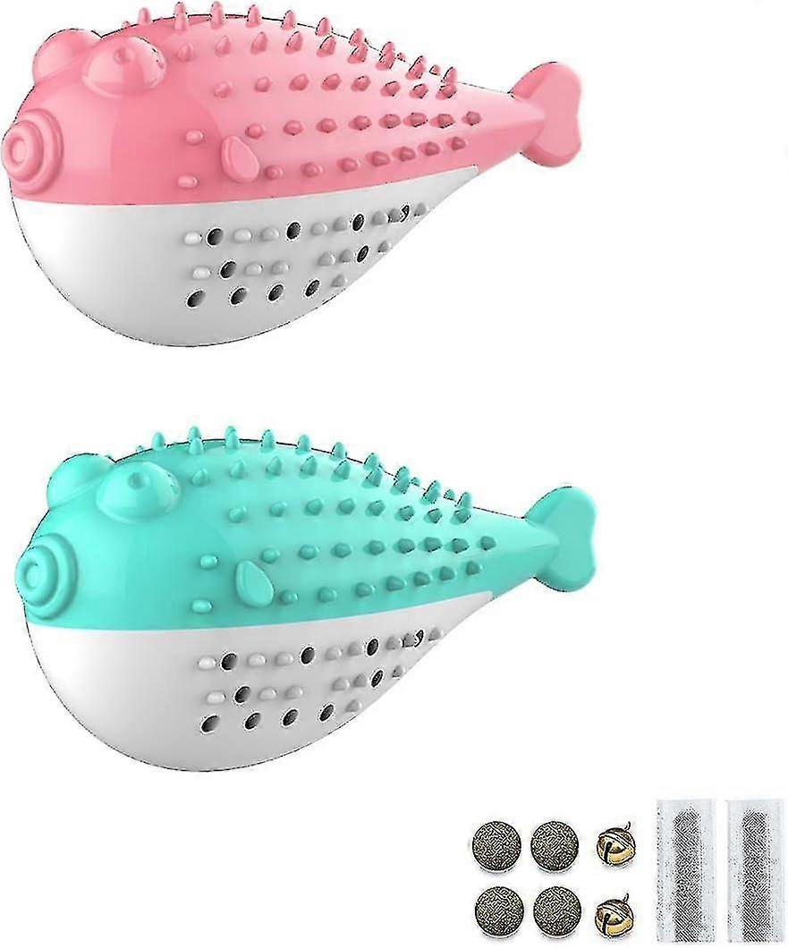 Tizzy 2pcs Cat Dental Toy, Catnip Toys, Cat Toy Silicone Molar Chew Toy Kitten Catnip Toothbrush Fish Shape Interactive Toy Cat Dental Hygiene