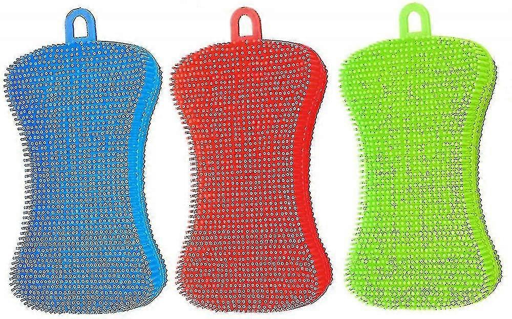 Silicone Dish Sponges,kitchen Gadgets Brush Accessories (3 Pack)