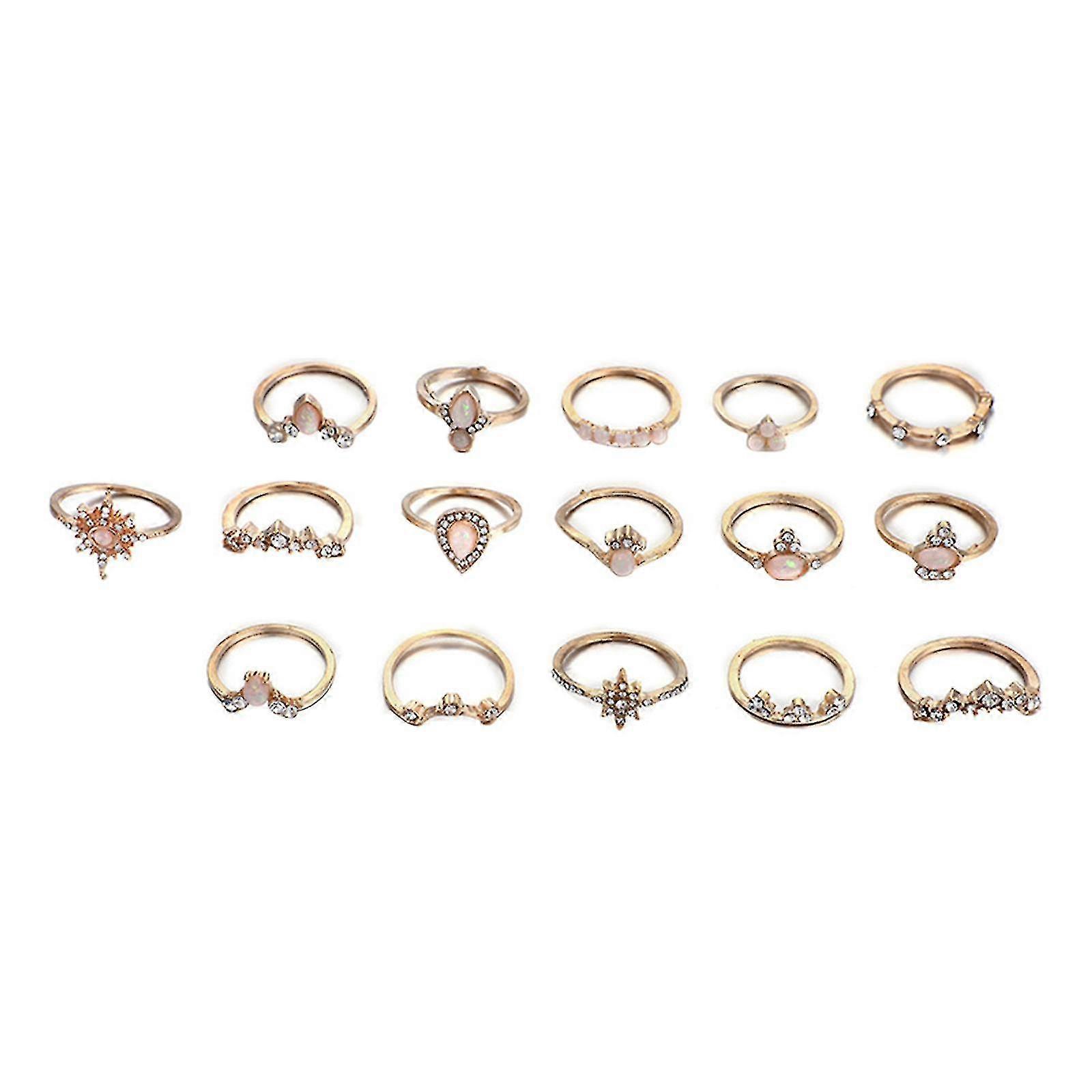 16 stykker Kvinner Retro Ring Drop Formet Ring Joint Ring, ferie Bursdag Gift