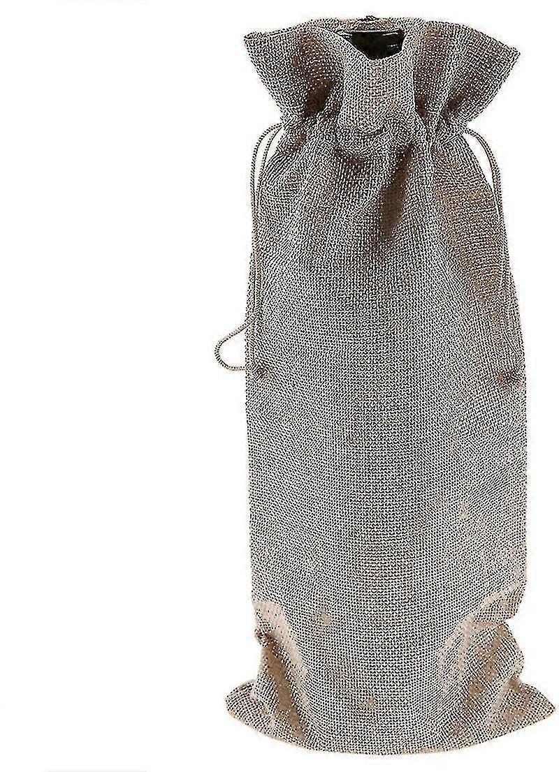12 Pieces Wine Drawstring Bag Linen Dustproof Wine Bottle Gift Bag