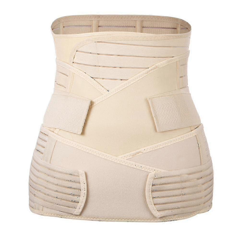 Postpartum Belly Wrap 3 In 1 Postpartum Support Recovery Belly Wrap Waist Belt Body Shaper Postnatal Shapewear Beige-L Beige Xl