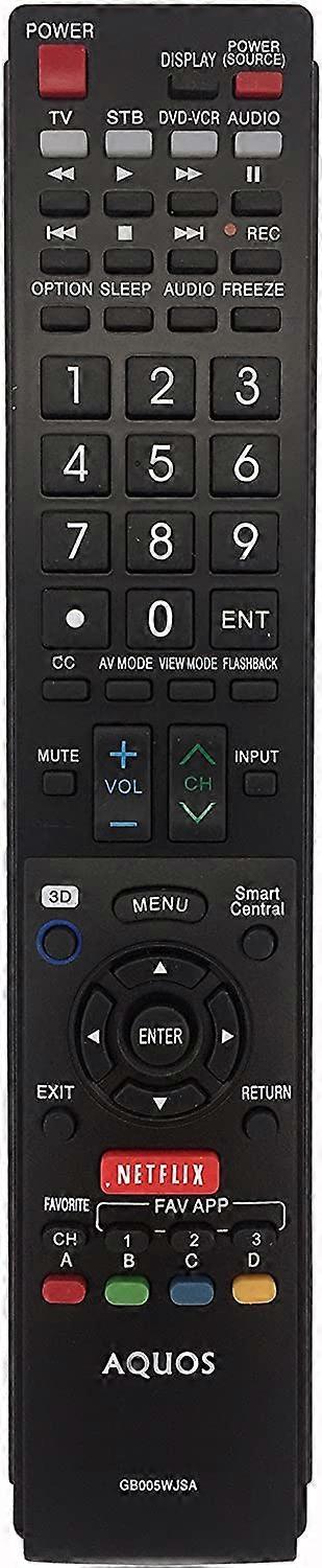 GB005WJSA Remote Control For Sharp DVD LCD TV VCR 3D Remote Controller Netflix LC90LE745U