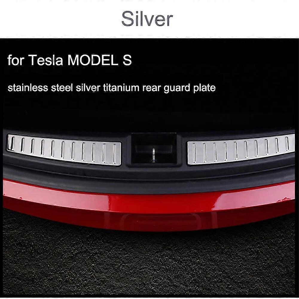 car interior decoration Car Rear Boot Trunk Inner Outer Bumper Protector Guard Protector Sill Plate Cover Auto Rear Trunk Sill Cover for Tesla Model S