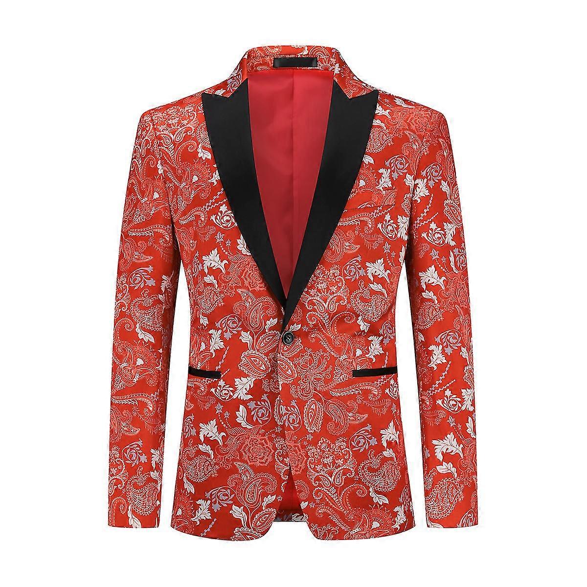 Men's Casual Wedding Banquet Peaked Lapel One Button Slim Fit Blazer
