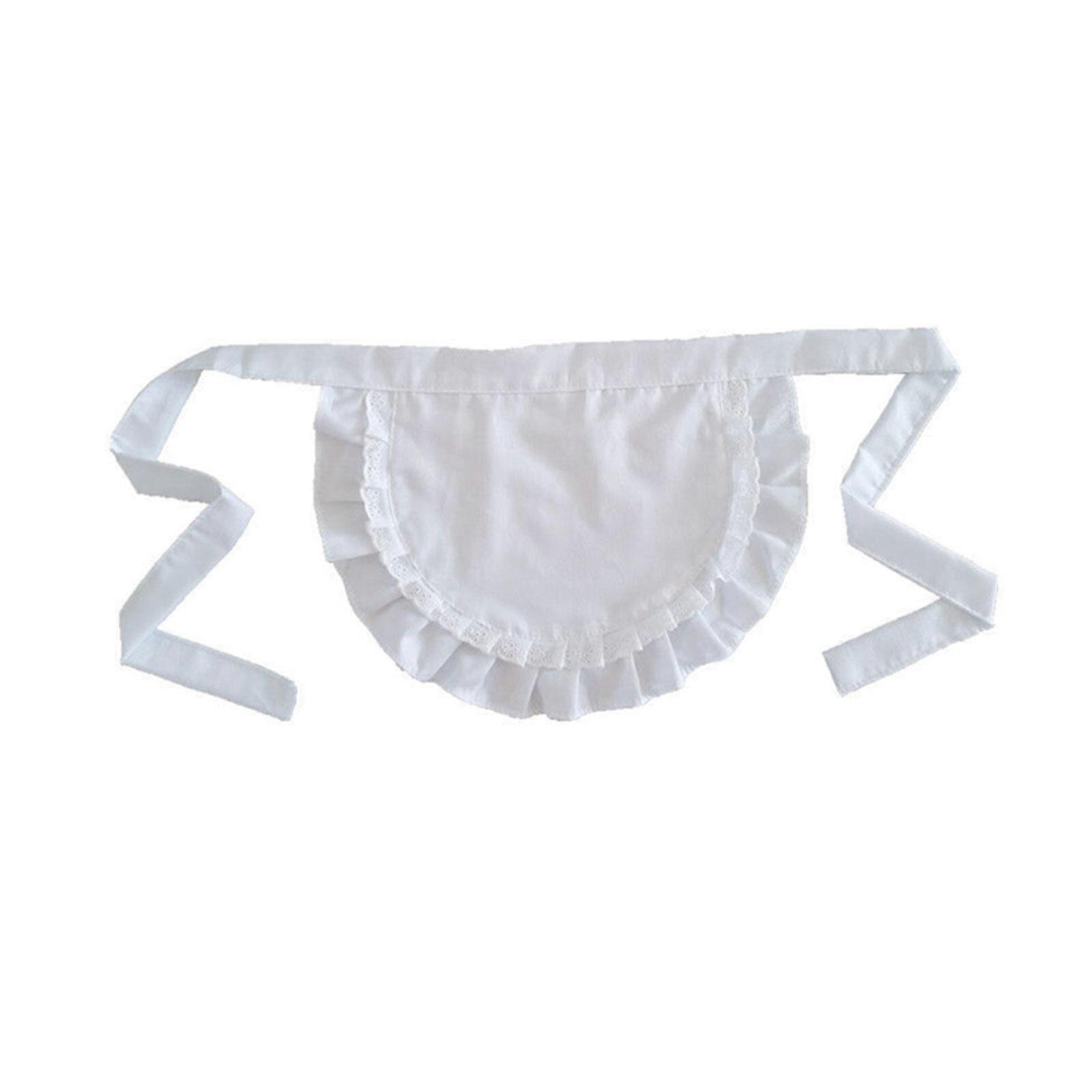 Grembiuli Retrò Grembiule Vita Grembiule per le ragazze costume stretto in cotone bianco mezzo grembiule partito