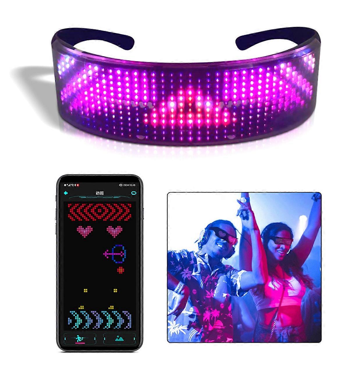 Óculos Luminosos LED Óculos com Luz Bluetooth Padrões Personalizáveis para Bar Clube Festivais de Halloween Praty