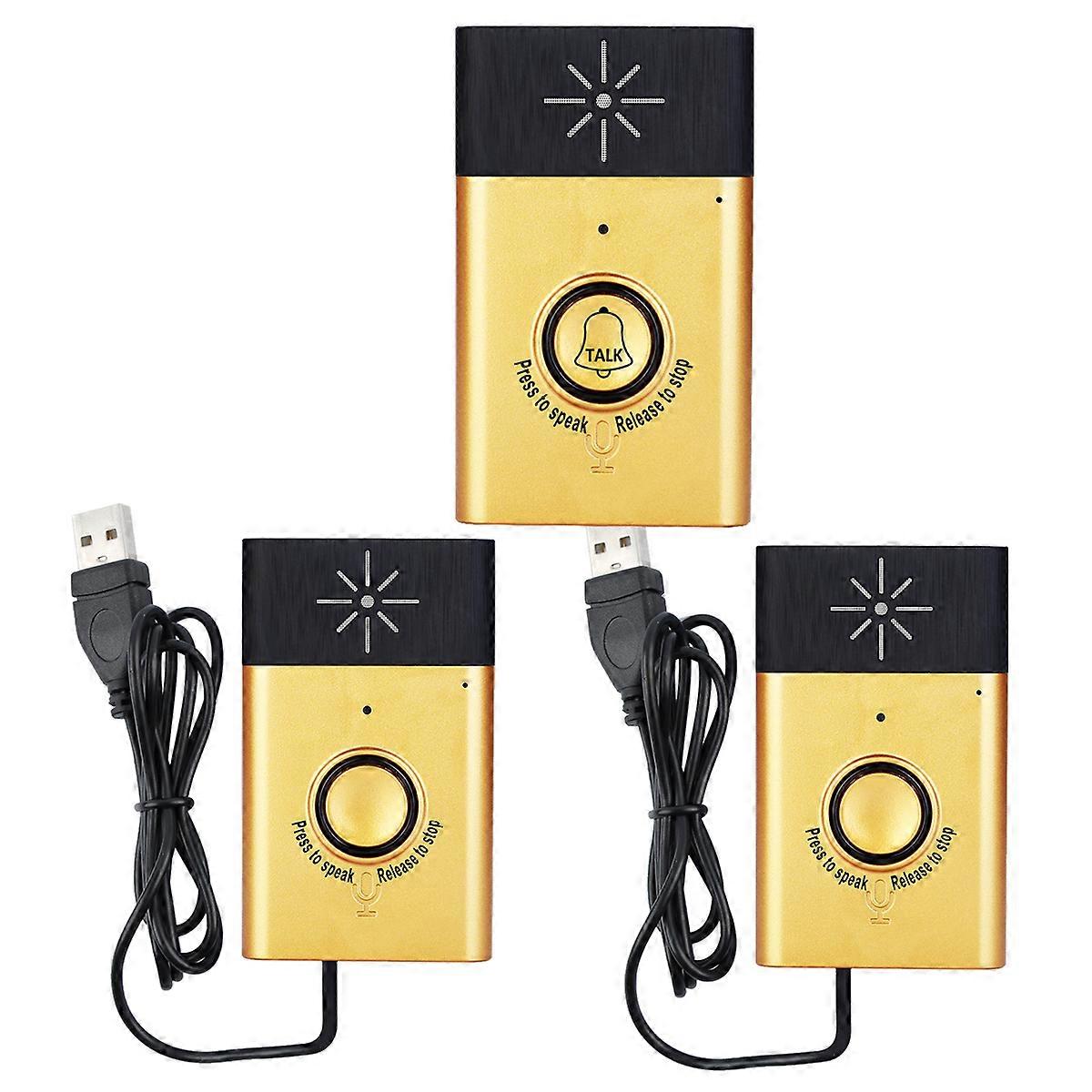 Wireless Voice Intercom Doorbell 2-way Talk Monitor with 1*Outdoor Unit Button 2* Indoor Unit Receiver Smart Home Security Door Bell,Gold
