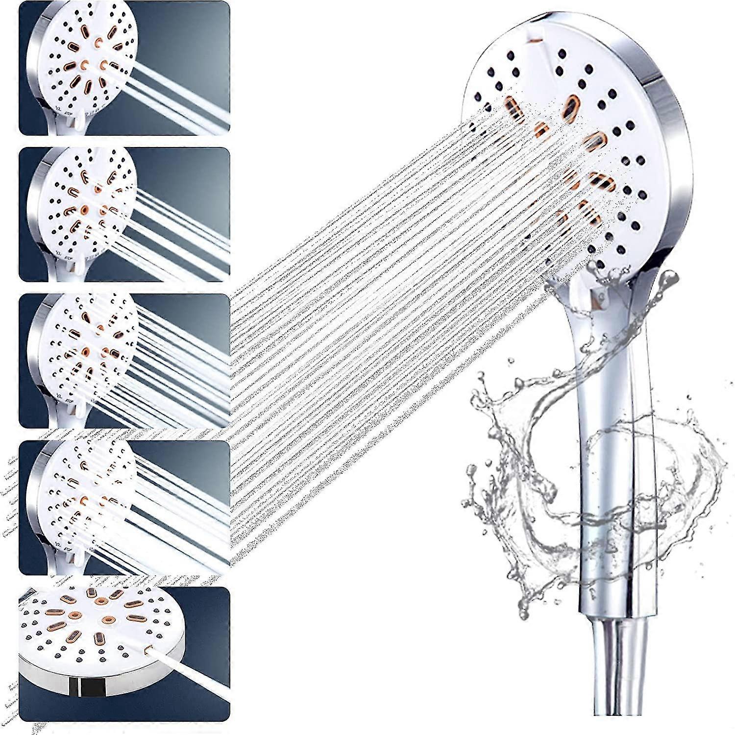 Pomme de douche haute pression Anti-calcaire Filtrant Pomme de douche 5 modes Universal Economizer Pomme de douche à main
