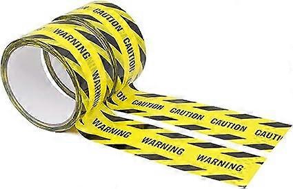 2 rolls of warning tape, hazard warning adhesive barrier tape for maximum readability, with bold black twill print