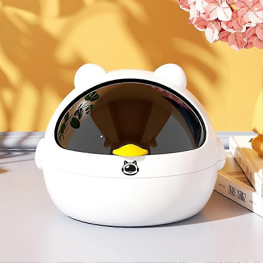 Mini Desktop Trash Can With Lid Sanitary Bucket Melon Seed Shovel Car Trash Can (white)