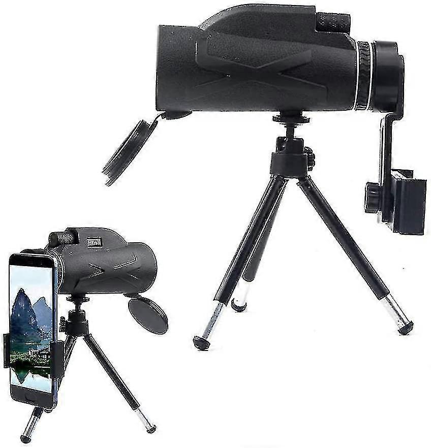 80x100 Monokular Teleskop, High Power Portable Wasserdicht Bak4 Prisma Monokular Scope mit Smartphone Halter Stativ für Vogelbeobachtung Jagd Camping
