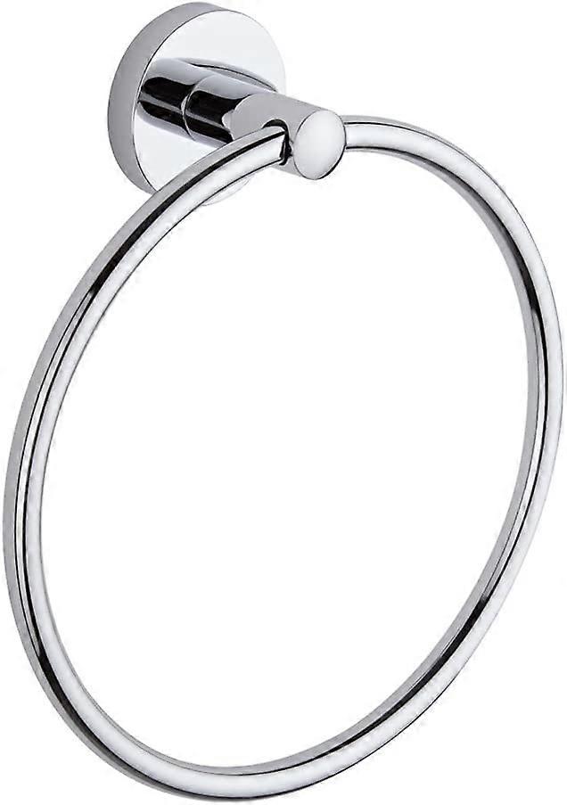 Modern Round Wall Mounted Bathroom Towel Ring Holder - Chrome