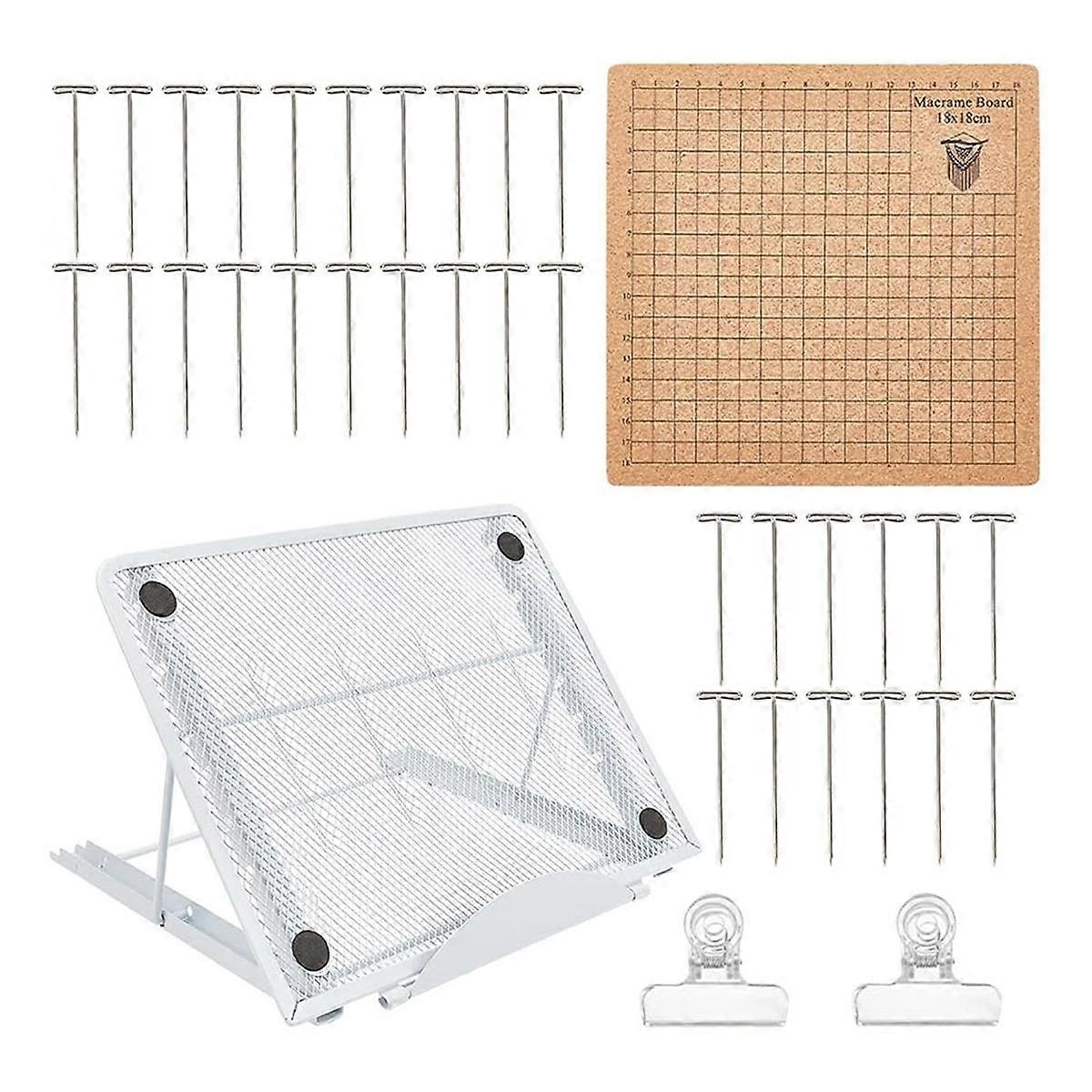 7x7 Inch Macrame Panel and Metal Adjustable Bracket,Double Sided Mesh Macrame Project Panel for Braided Cord