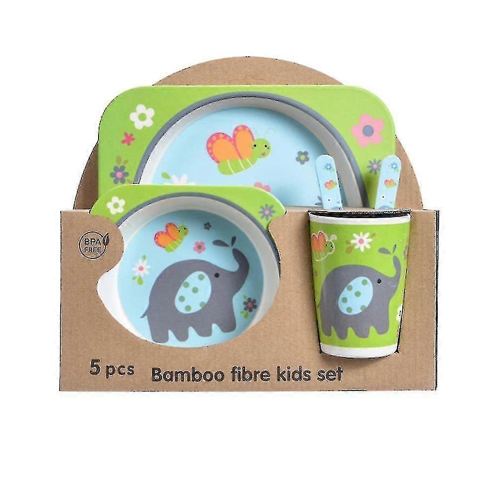Dinnerware sets homemiyn five piece bamboo fiber children's tableware elephant pattern kid sets