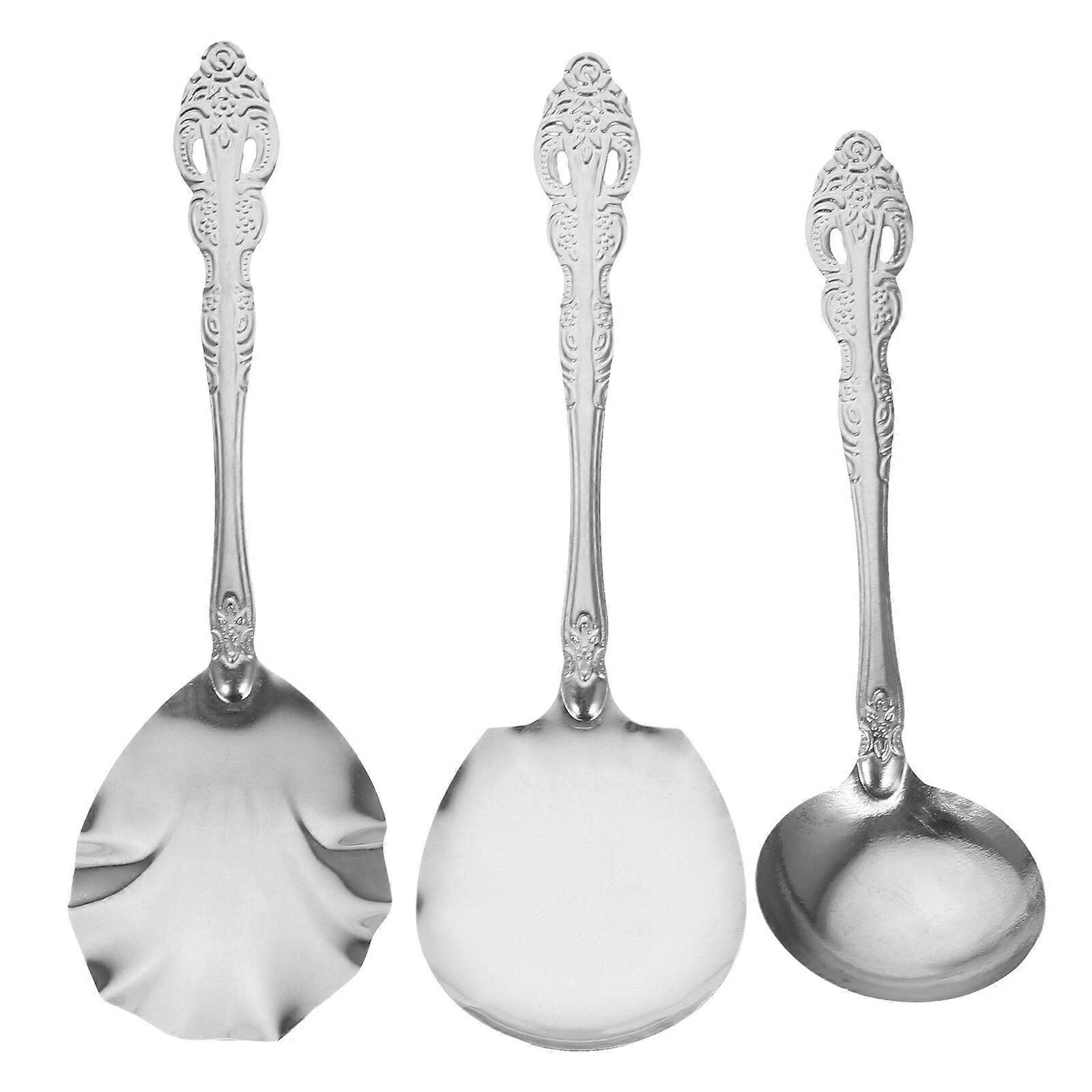 3pcs Spoons Food Serving Spoons Buffet Serving Spoon Soup Spoon Kitchen Gadgets