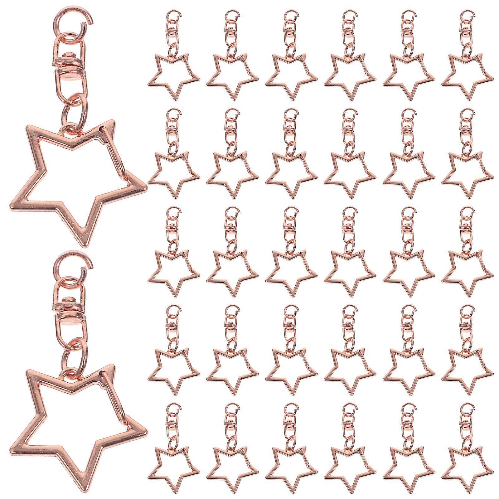 60pcs DIY Star Shaped Spring Snap Keychain Clip Metal Swivel Clasp Snap Hook with Chain