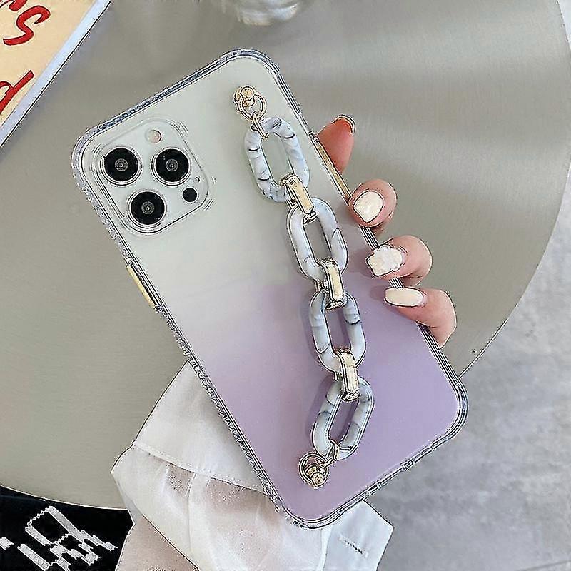 For Iphone 12 Pro Max Gradient + Oval Ring Bracelet Tpu Phone Protective Case(gradient Green)