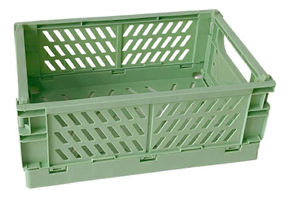 Plastic Storage Basket Foldable Plastic Storage Box Organizer Basket (Green) (1Pcs)