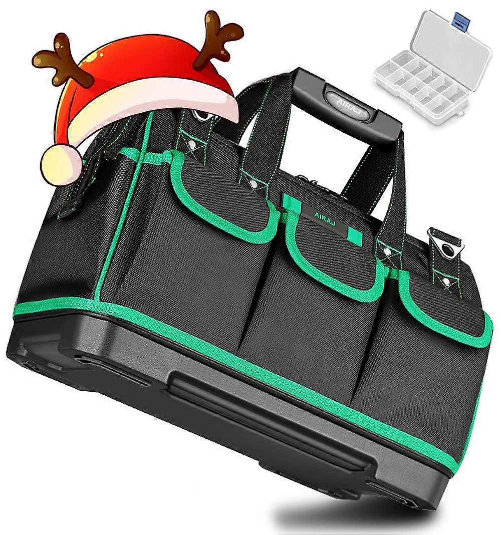 حقيبة أدوات مقاس 16 بوصة ، حقيبة أدوات واسعة الفم مع قاعدة مصبوبة مقاومة للماء ، أكياس أدوات شديدة التحمل