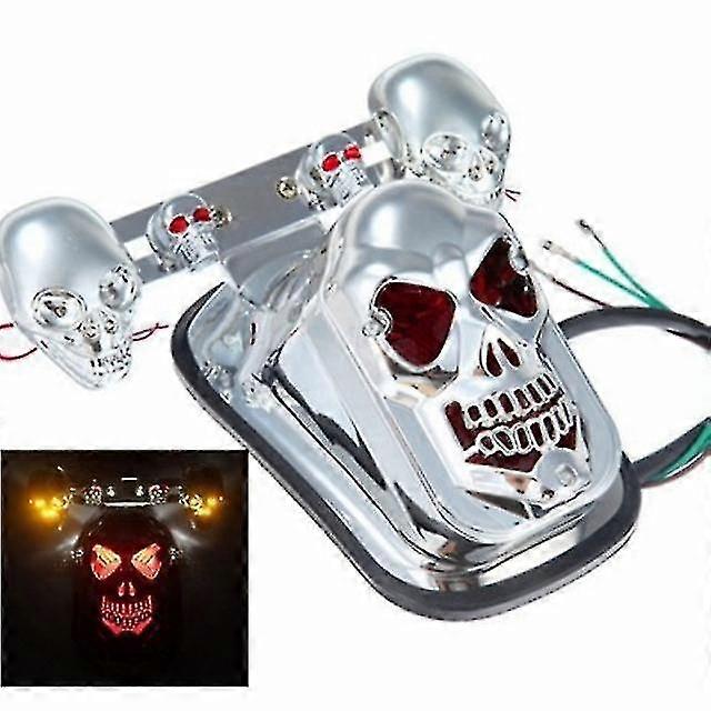 Chrome Skull Style Modified Motorcycle Led Black Skull Tail Light With Turn Signal Motorcycle Tail Light Plus Steering Boris