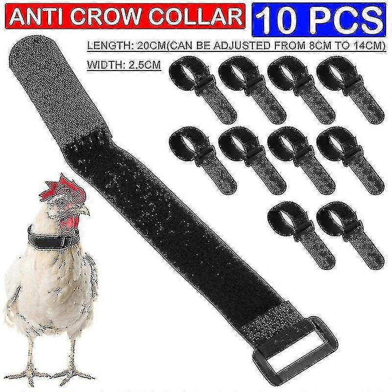 10 Pack Anti-crow Collars, Rooster Noiseless Neck Nylon Strap
