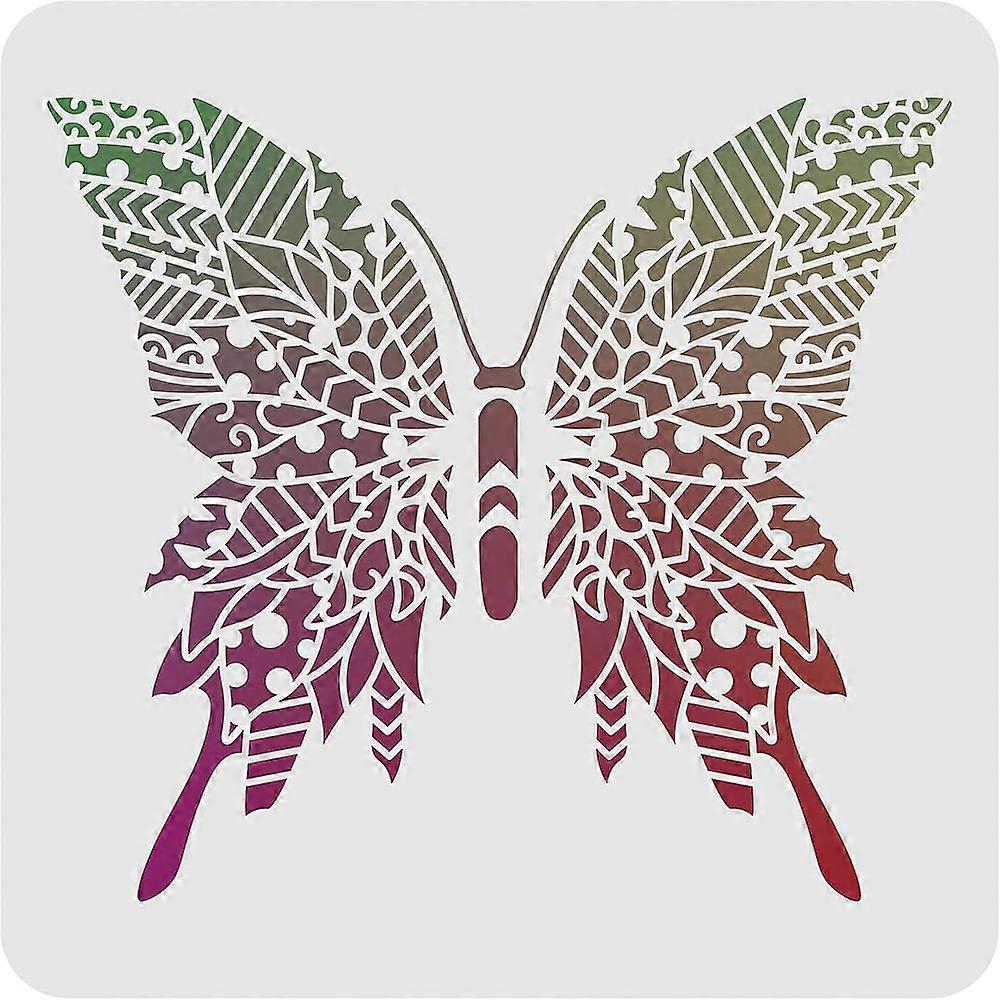 1pc Plastic Reusable Drawing Painting Stencils Templates for Painting on Scrapbook Paper Wall Fabric Floor Furniture Wood Square Butterfly Pattern 300